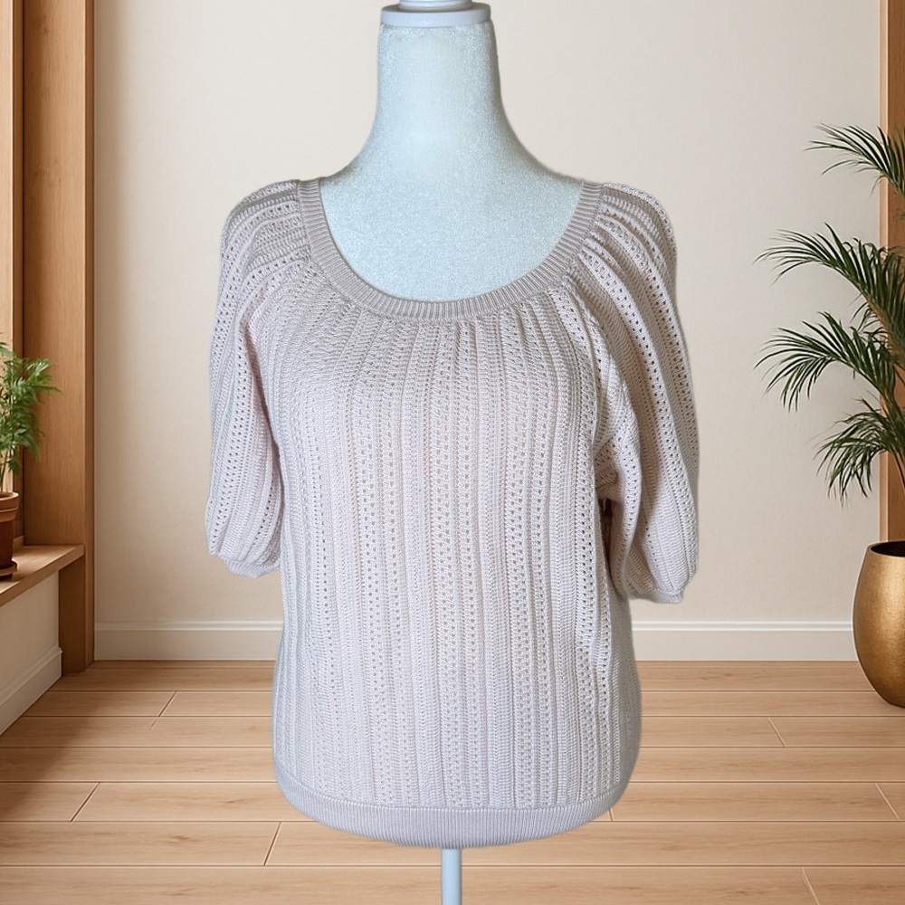 Philosophy Pink Knit Short Sleeve Sweater